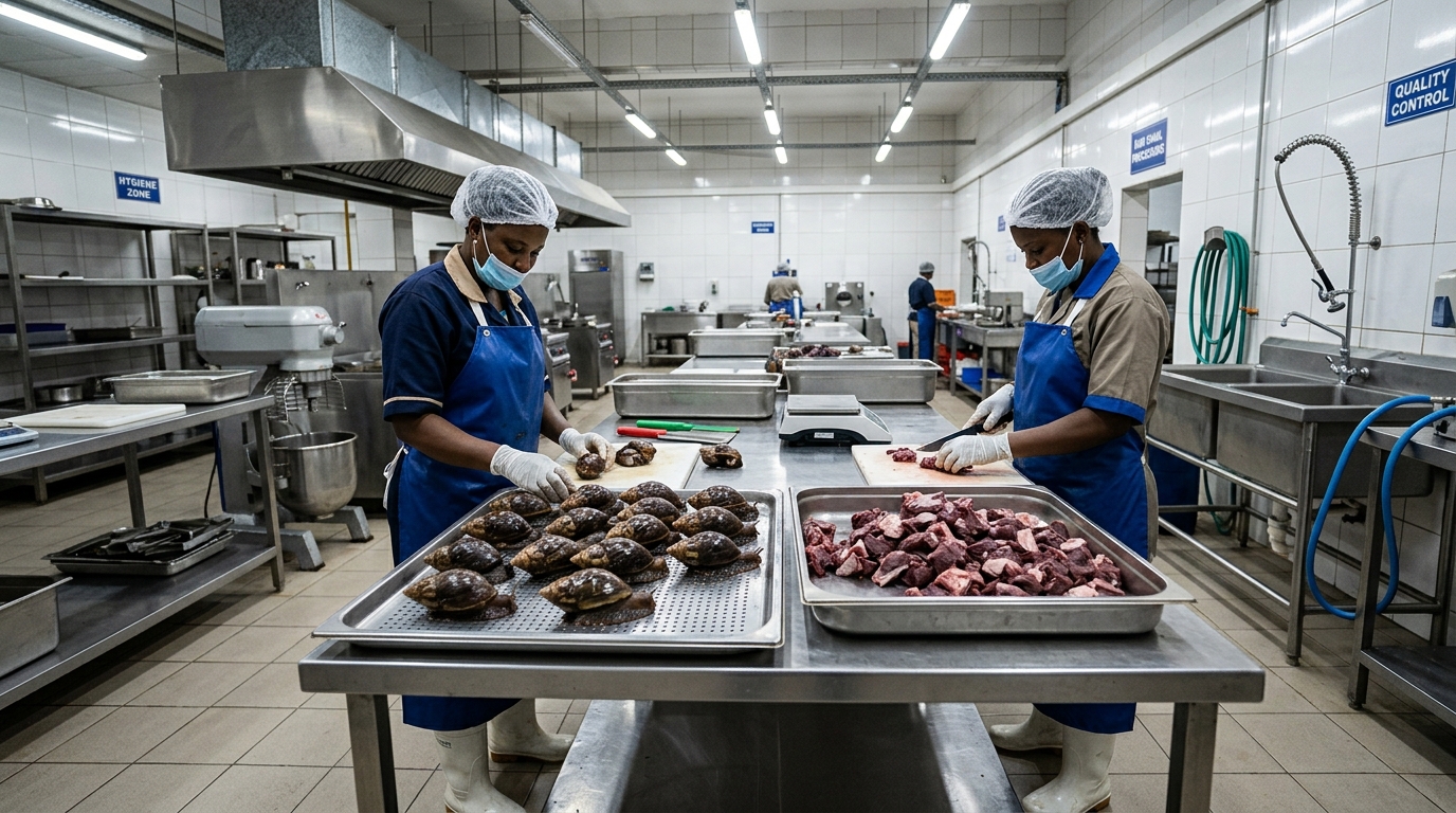 Hygienic snail and meat processing facility in Lagos